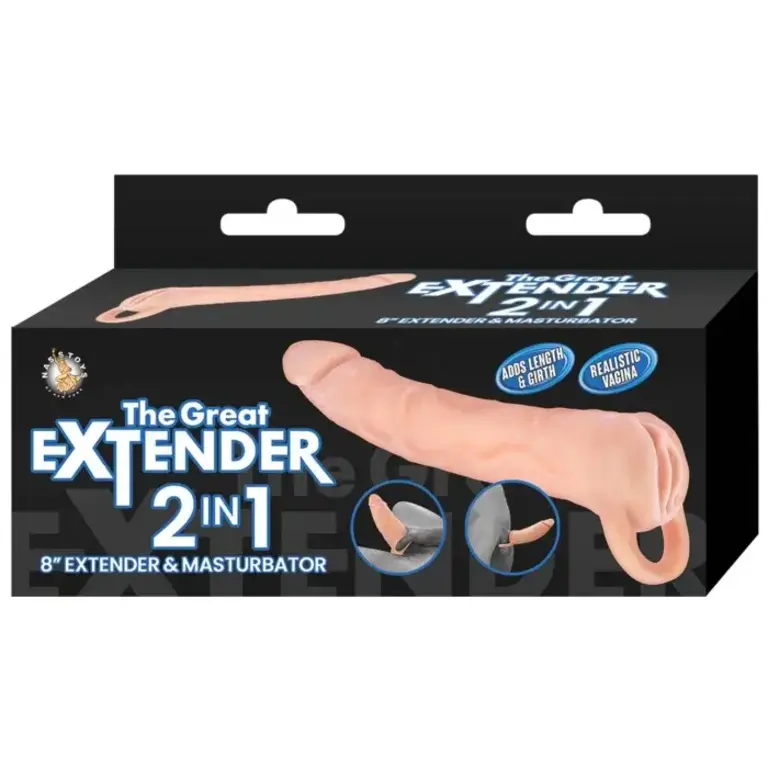 NASS TOYS THE GREAT EXTENDER 2 IN 1 8" EXTENDER & MASTURBATOR VNL