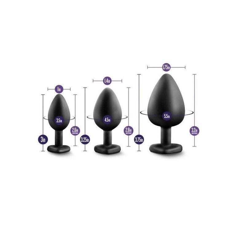 BLUSH NOVELTIES LUXE BLING PLUGS TRAINING KIT BLACK W/WHITE GEMS