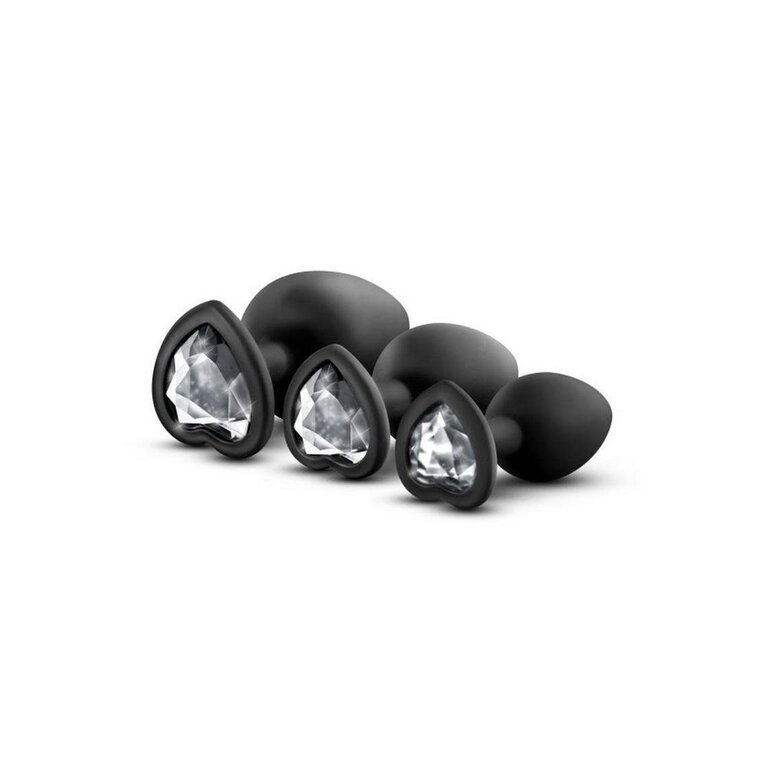 BLUSH NOVELTIES LUXE BLING PLUGS TRAINING KIT BLACK W/WHITE GEMS