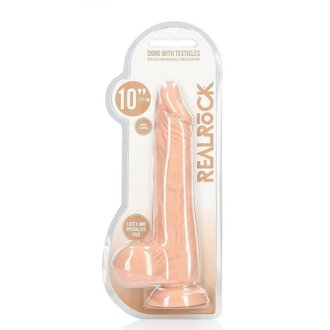 SHOTS AMERICA RealRock Skin Realistic Dildo with Balls 10in - Vanilla