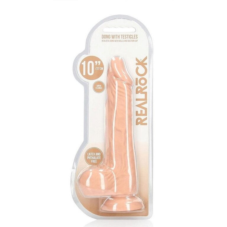 SHOTS AMERICA RealRock Skin Realistic Dildo with Balls 10in - Vanilla