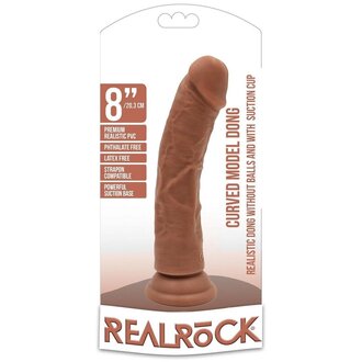 SHOTS AMERICA RealRock Curved Realistic Dildo with Suction Cup 8in - Caramel