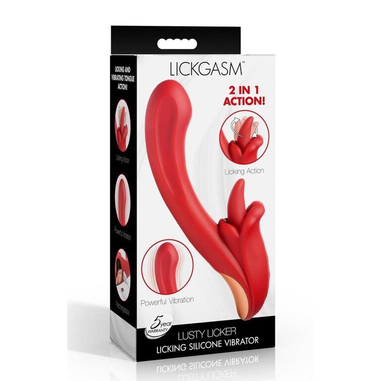 XR BRANDS Lickgasm Lusty Licker Licking Rechargeable Silicone Vibrator - Red