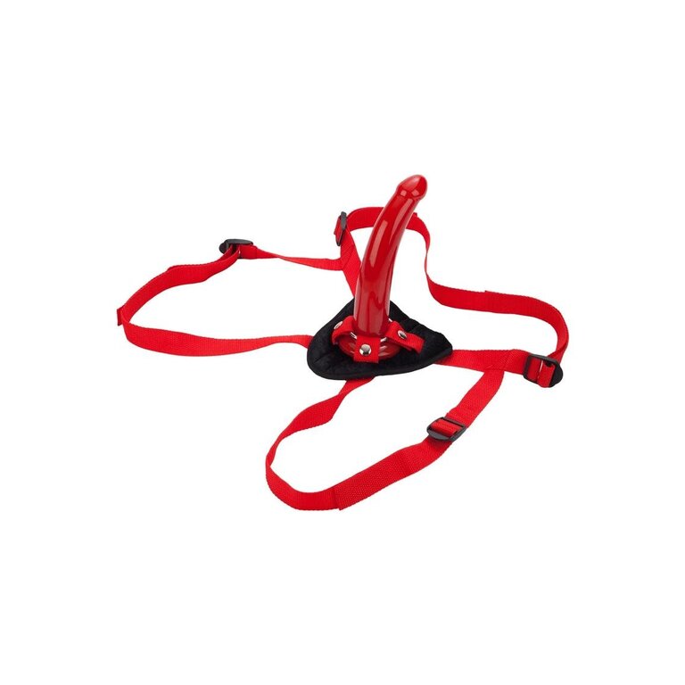 CALIFORNIA EXOTIC RED RIDER HARNESS W DONG