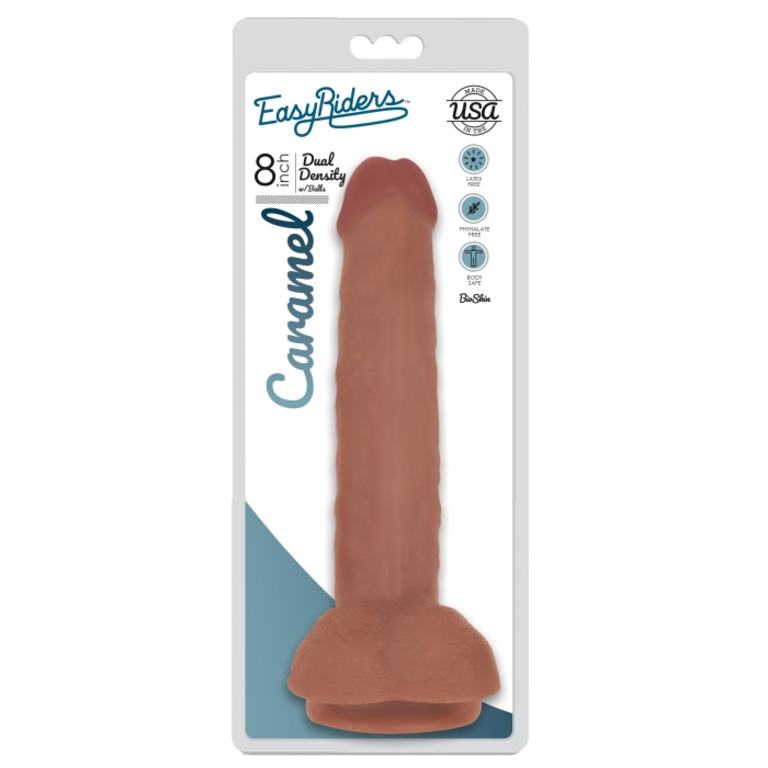 EASY RIDERS EASY RIDERS 8" SLIM BIOSKIN DONG W/ BALLS - CARAMEL