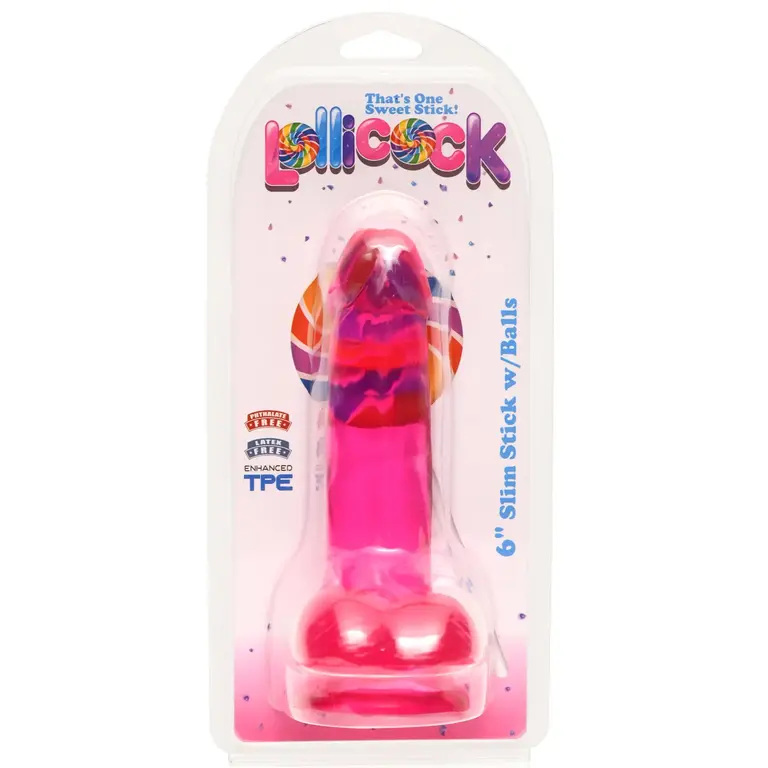 LOLLICOCK 6" SLIM STICK WITH BALLS - CHERRY ICE