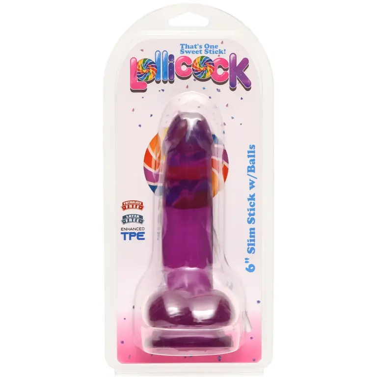 LOLLICOCK 6" SLIM STICK WITH BALLS - GRAPE ICE