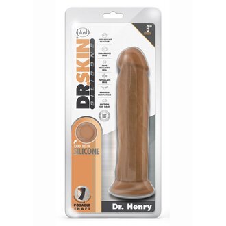 BLUSH NOVELTIES DR SKIN SILICONE DR HENRY 9IN DILDO MOCHA