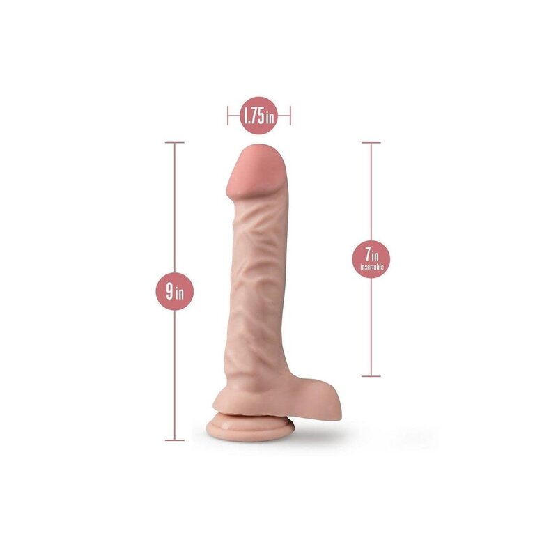 BLUSH NOVELTIES DR SKIN PLUS 9IN POSABLE DILDO W/ BALLS VANILLA