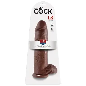 PIPEDREAM KING COCK 12” COCK W BALLS BROWN