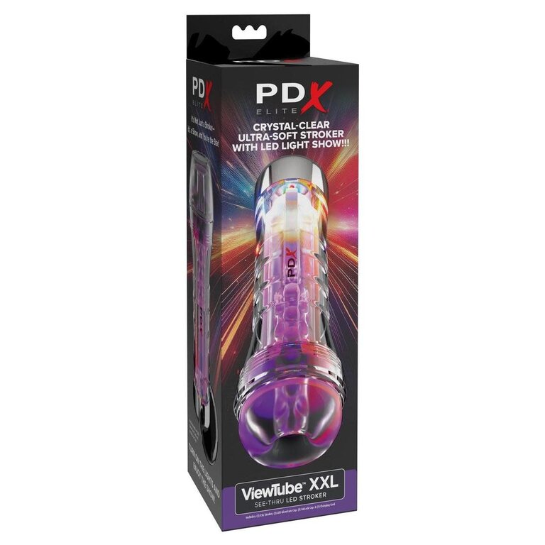 PIPEDREAM PDX ELITE VIEWTUBE XXL/SEE-THR EZ/GRIP LED STROKER CLEAR