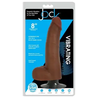 JOCK JOCK 8" VIBRATING DILDO W/BALLS LATTE