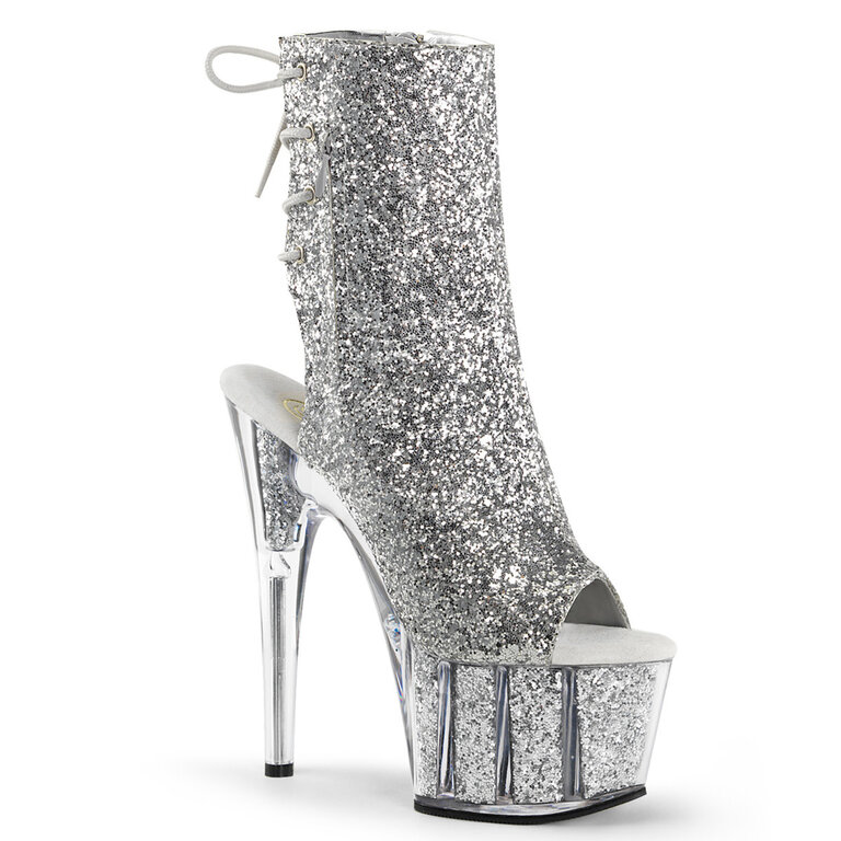 PLEASER SHOES 7" GLITTER ANKLE BOOT SIDE ZIP