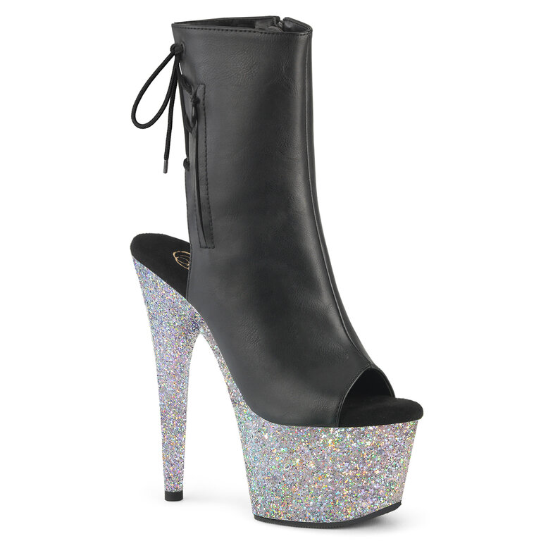 PLEASER SHOES 7" Heel, 2 3/4" PF Open Toe/Heel Ankle Boot, Side Zip