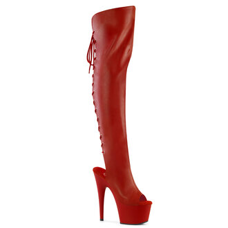 PLEASER SHOES 7" Heel, 2 3/4"PF Open Toe/Heel Over-The-Knee Boot, Side Zip