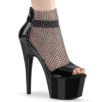 PLEASER SHOES 7" Heel, 2 3/4" PF Close Back Shootie Sandal, Back Zip