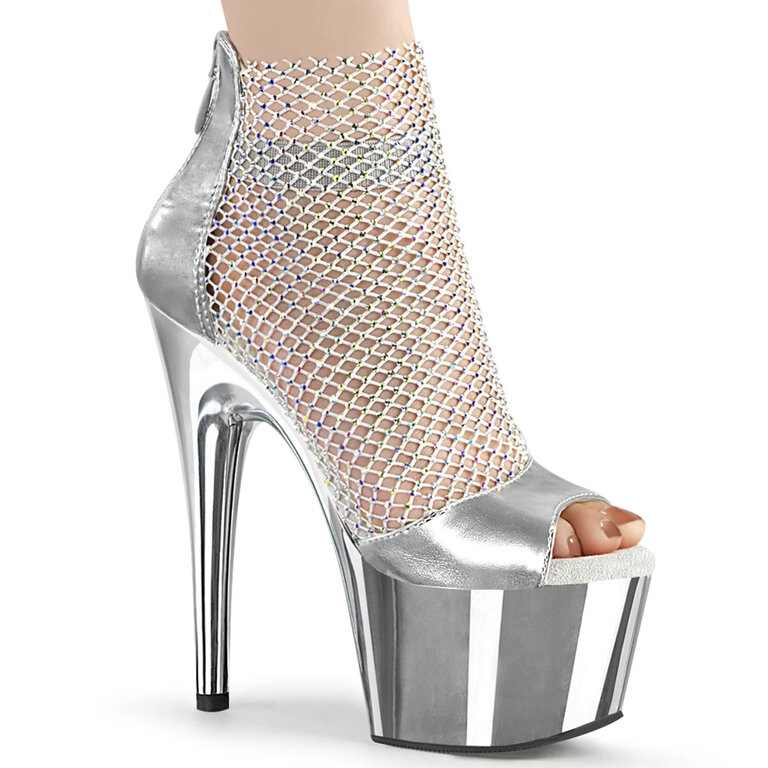 PLEASER SHOES 7" Heel, 2 3/4" PF Close Back Shootie Sandal, Back Zip