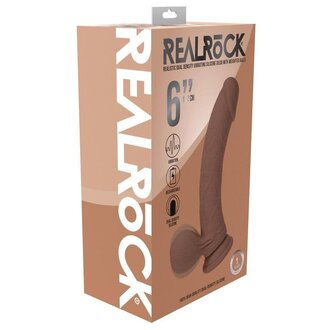 SHOTS AMERICA REALROCK RECHARGEABLE DUAL LAYERED VIBRATING CURVED 6IN W/BALLS TAN