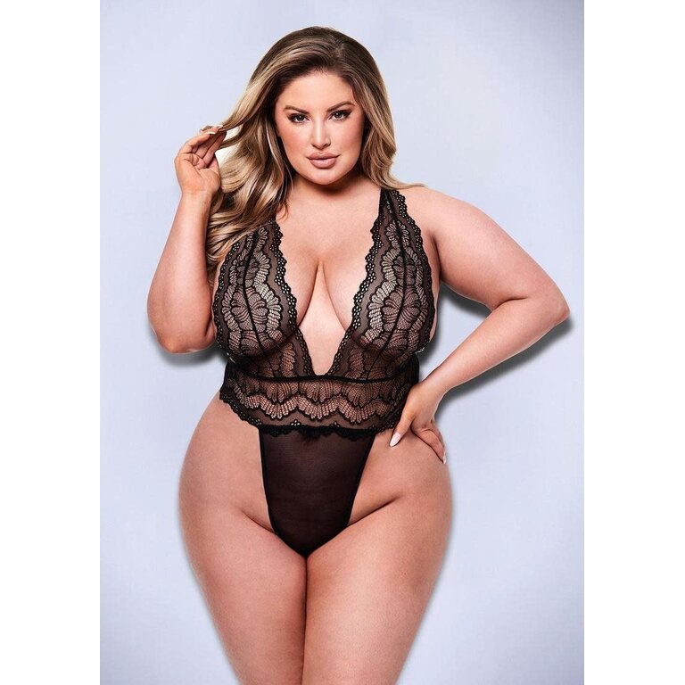BACI SEXY DEEP V LACE TEDDY PLUS