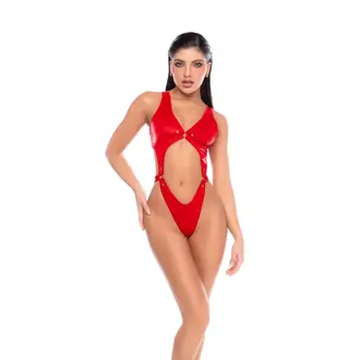 MAPALE RED PLUNGING NECKLINE BODYSUIT