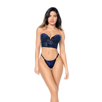 MAPALE 2PC FLORA BLUE VELVET BRA SET