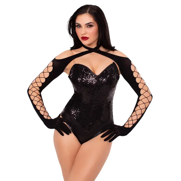 LEG AVENUE CROSS OVER HALTER SHRUG