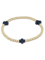 enewton Signature Cross Gold Pattern 3mm Bead Bracelet - Navy