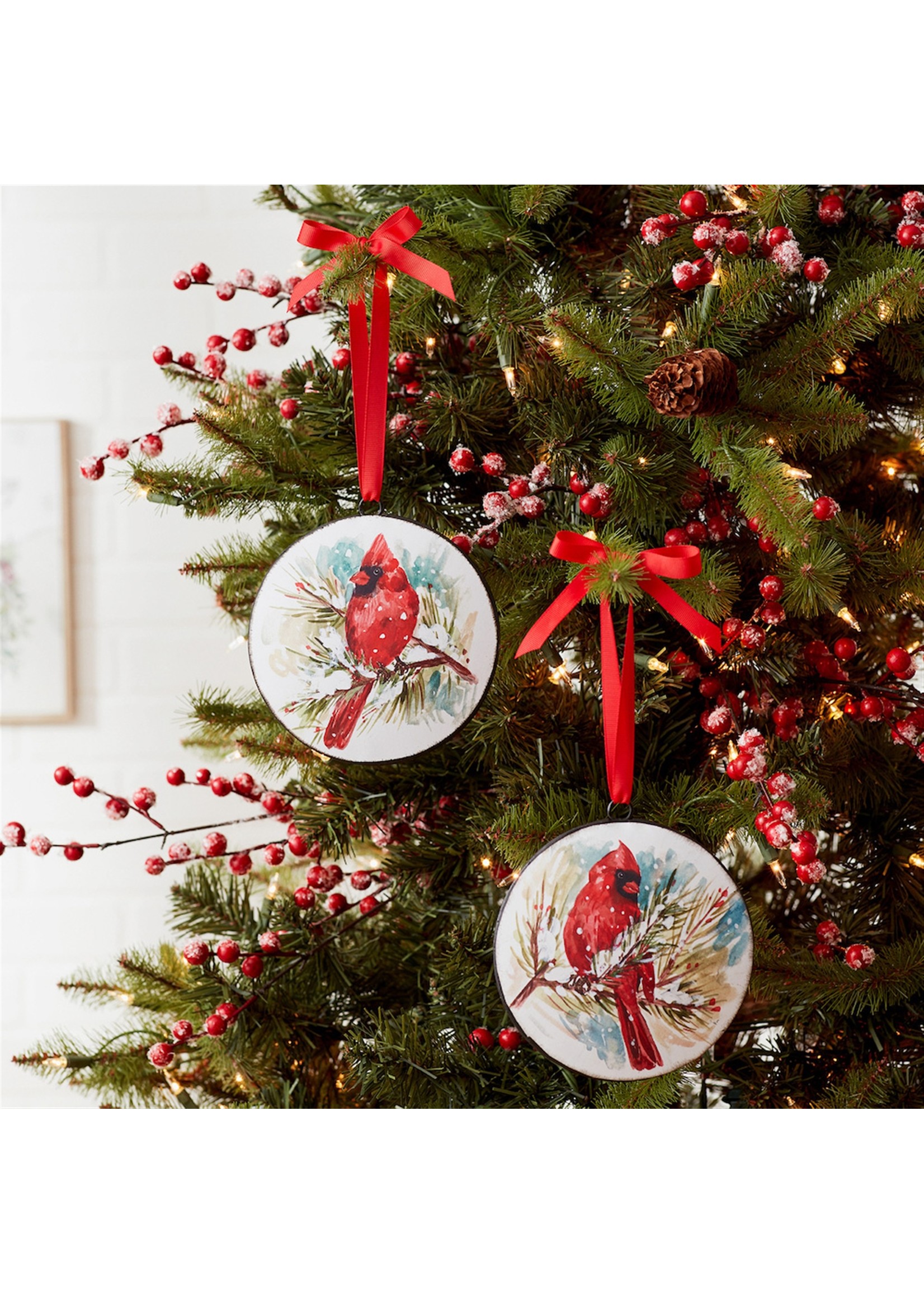 melrose Cardinal and Pine Ornament