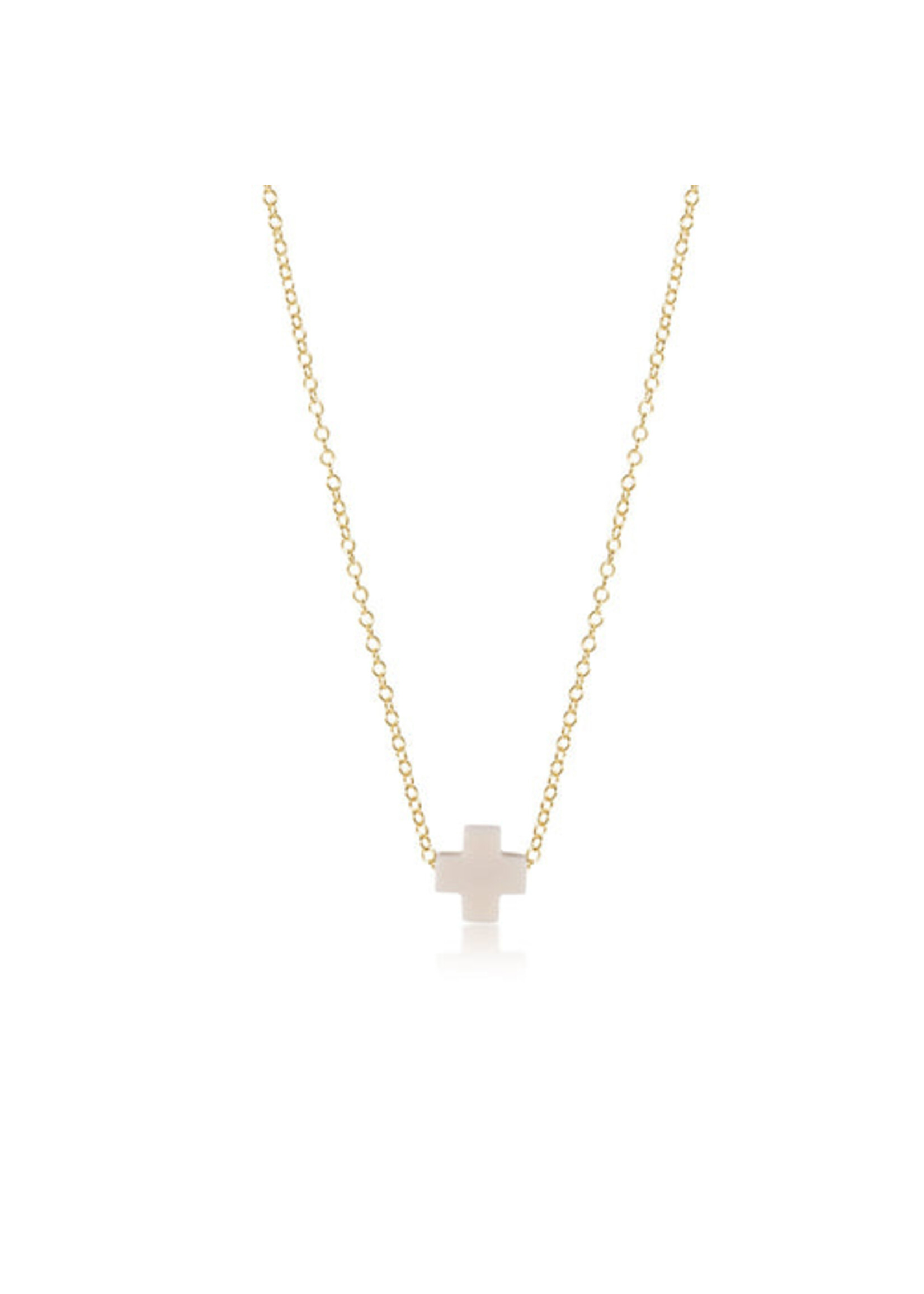 enewton 16" Gold Necklace - Signature Cross Off White