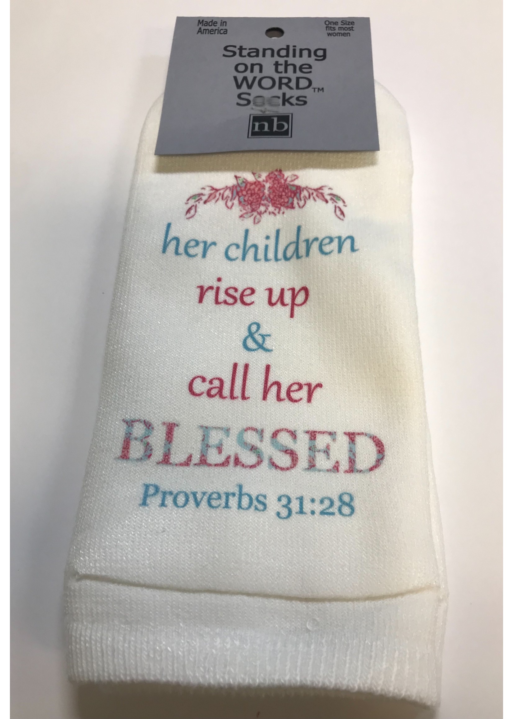 standing on the word Proverbs 31:28 socks
