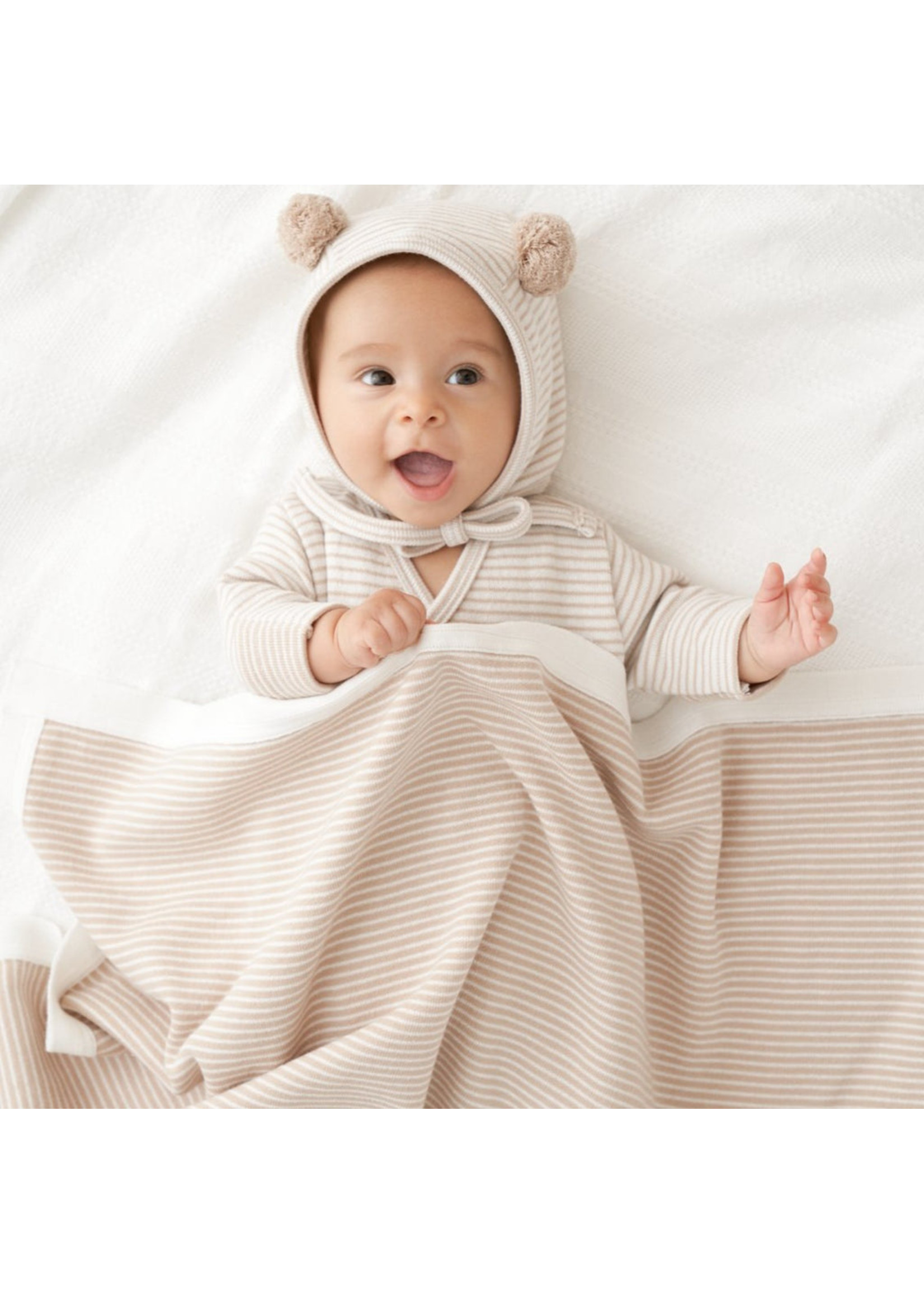 Elegant Baby Blanket Tan Superstripe