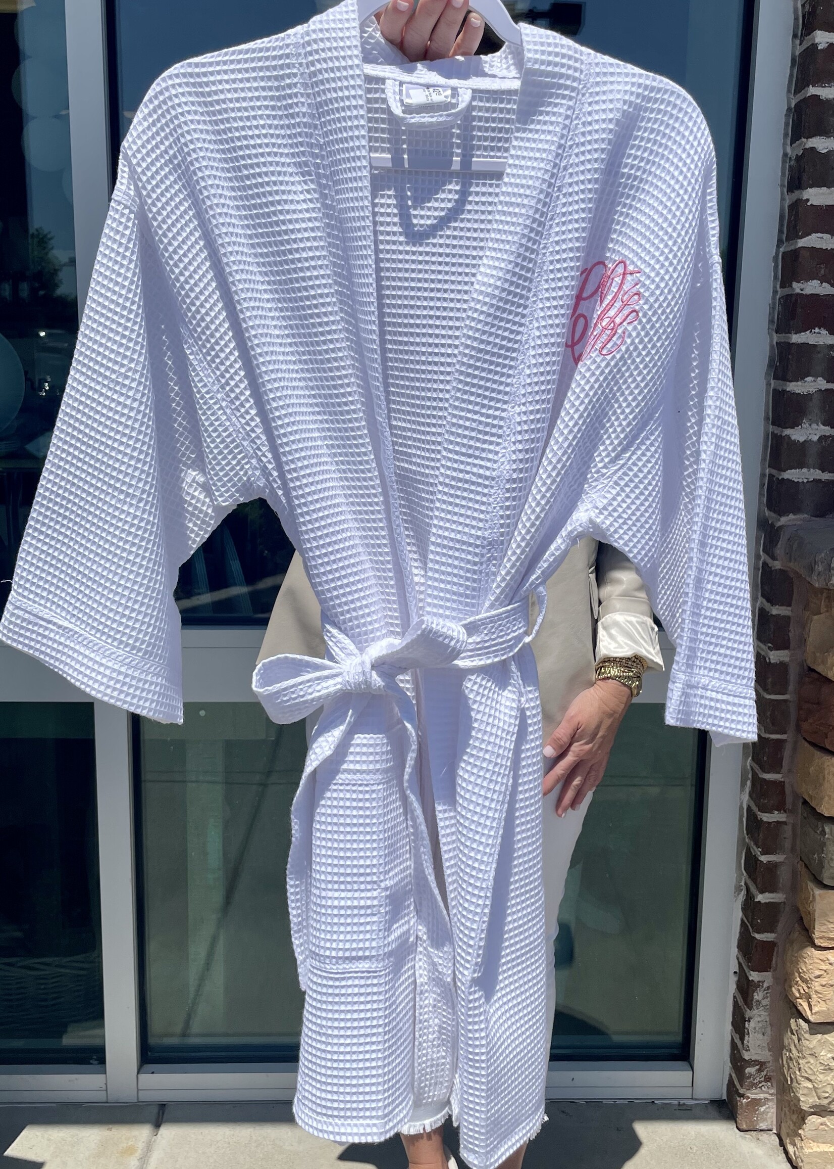 Alan pendergrass Waffle Robe w/ Mono - White