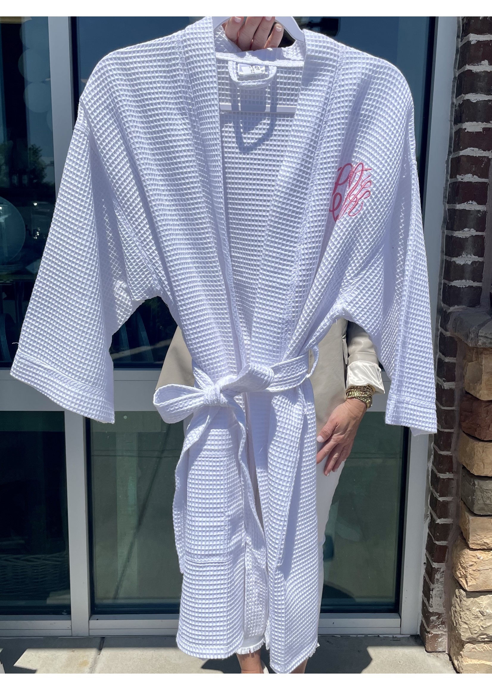 Alan pendergrass Waffle Robe w/ Mono - White