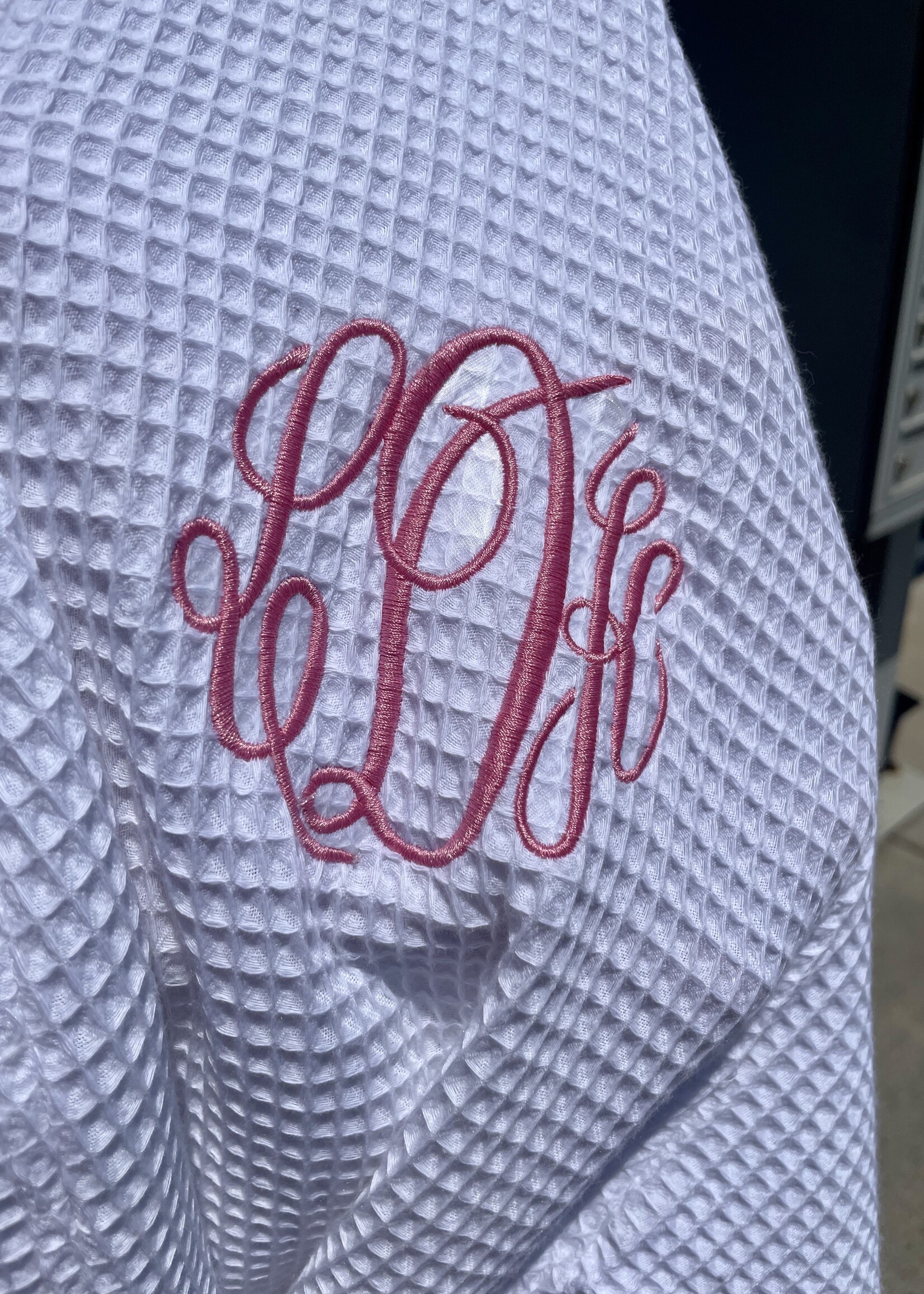 Alan pendergrass Waffle Robe w/ Mono - White
