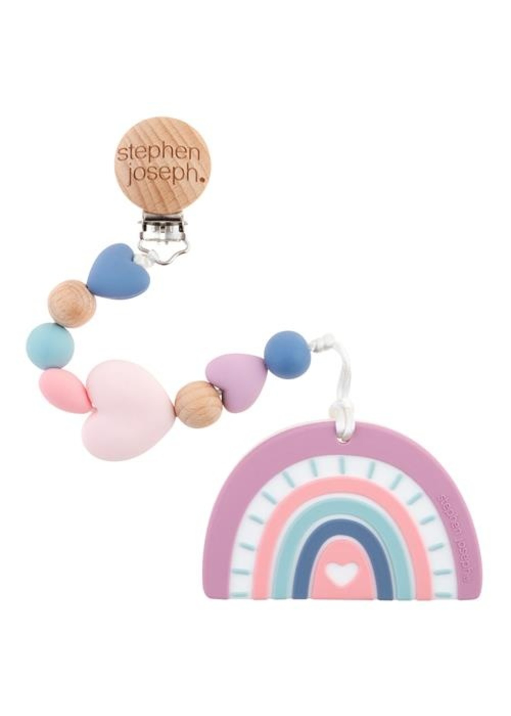 stephen joseph Silicone Teether with Pacifier Clip Rainbow