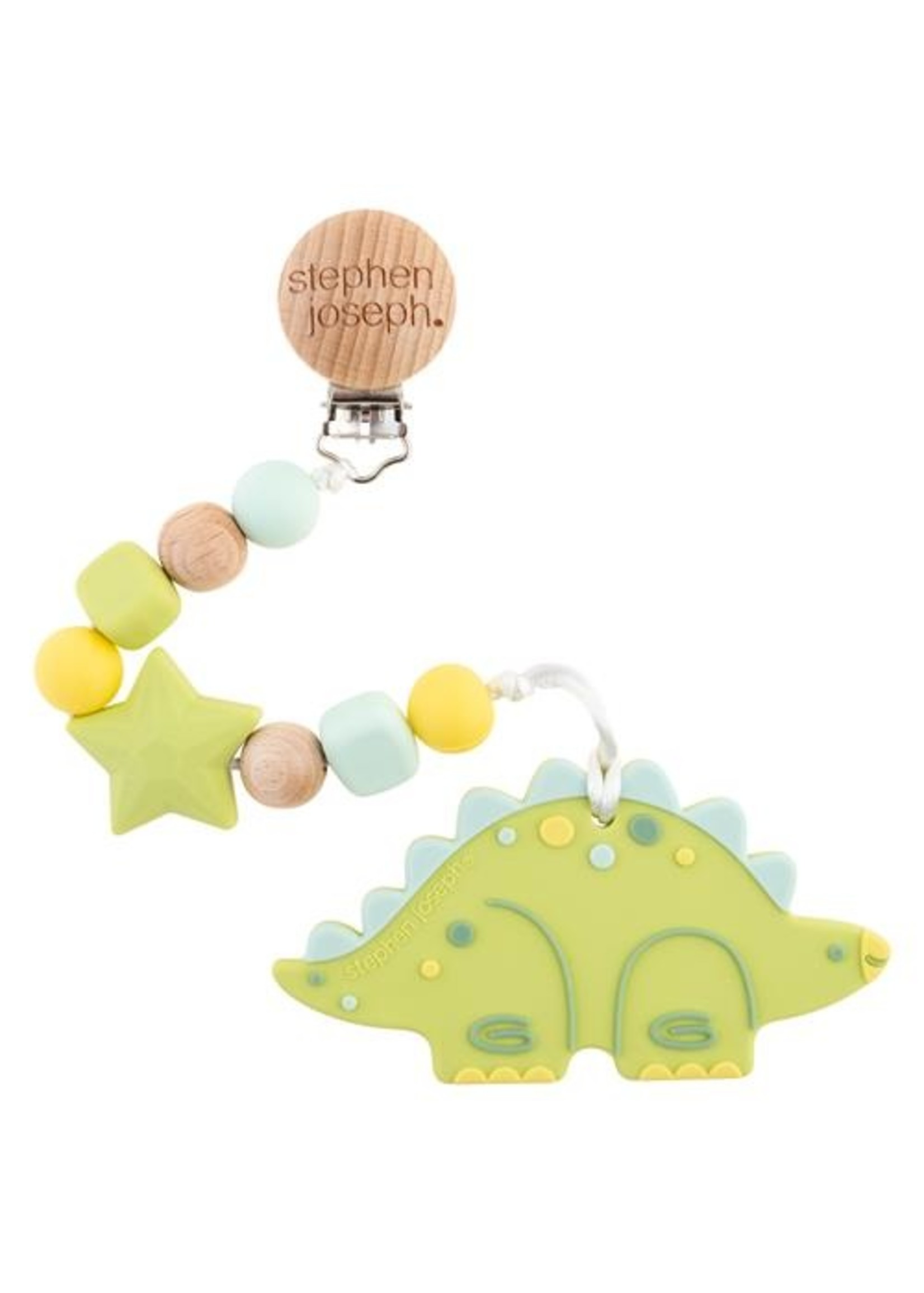 stephen joseph Silicone Teether with Pacifier Clip Dino
