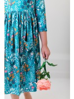 mila & rose Bouquet of Flowers 3/4 Sleeve Pocket Twirl Dress