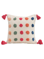 Creative Co-op Tufted Dot and Tassel Pillow
