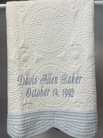 Oriental Products Signature Baby Quilt w/ Monogram  Blue