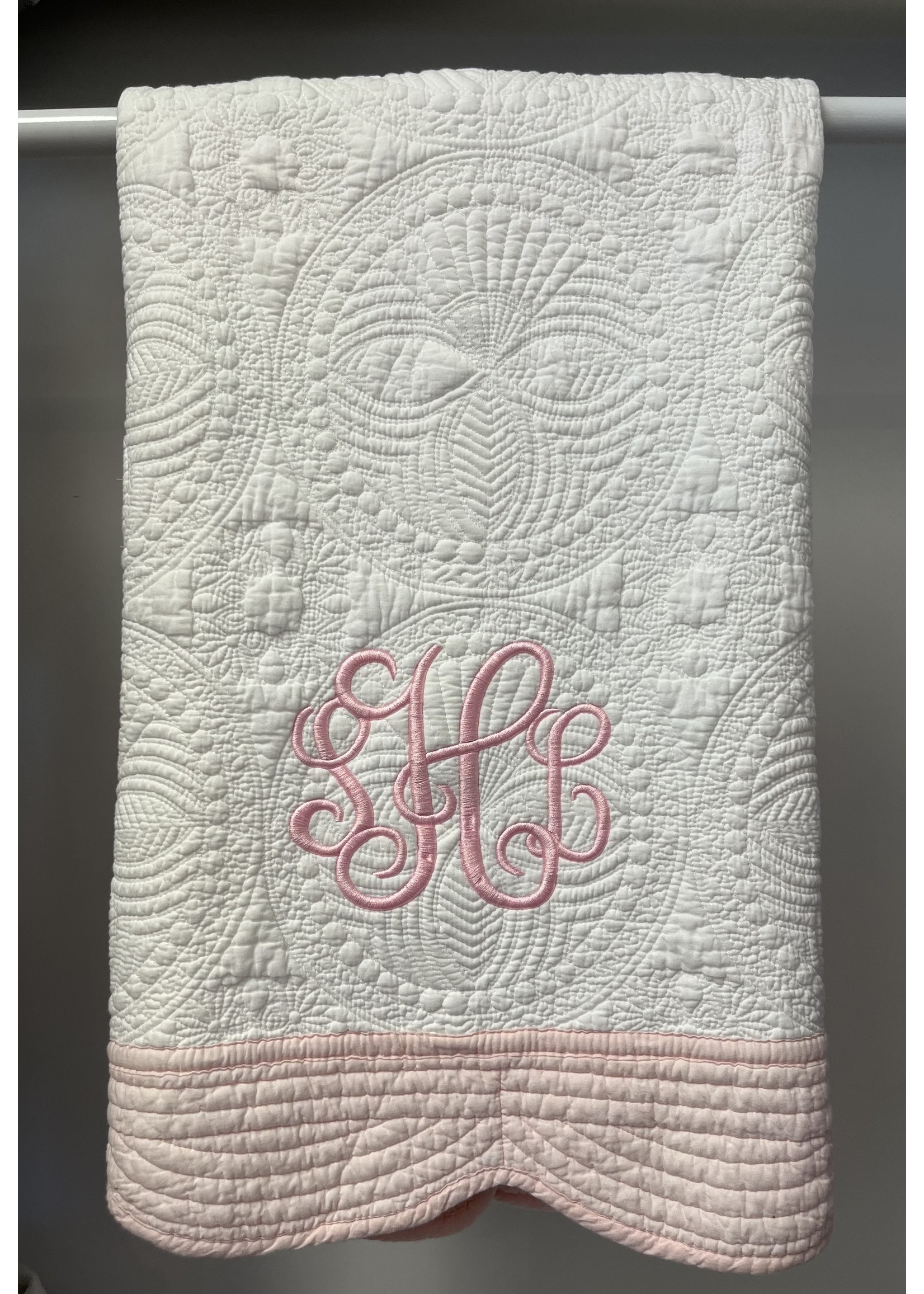 Oriental Products Signature Baby Quilt w/ Monogram  Pink
