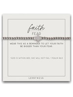 Lenny & Eva Faith Over Fear Stretch Bracelet - Silver/Silver