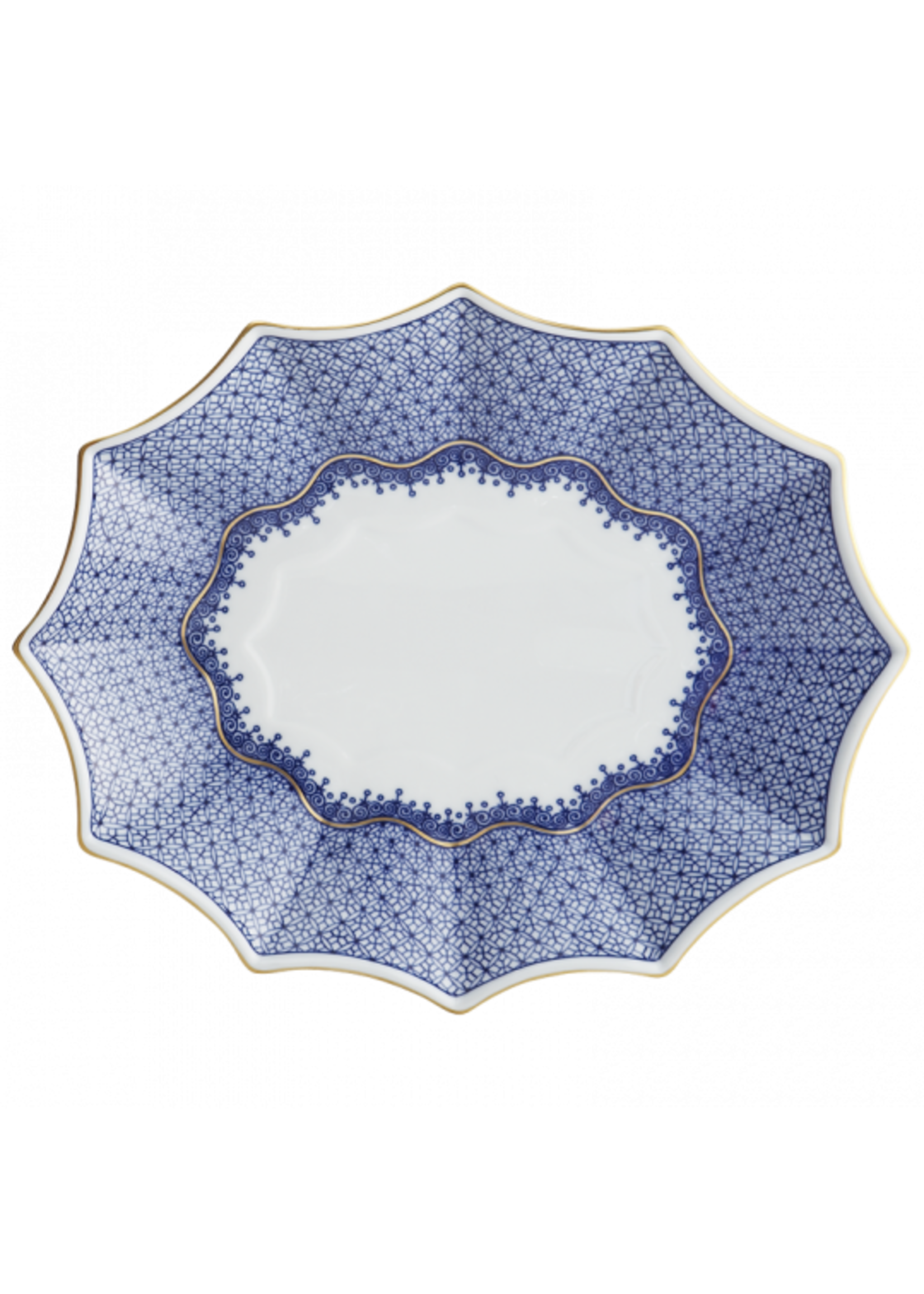 Mottahedeh Mottahedeh Blue Lace Footed Tray, Large