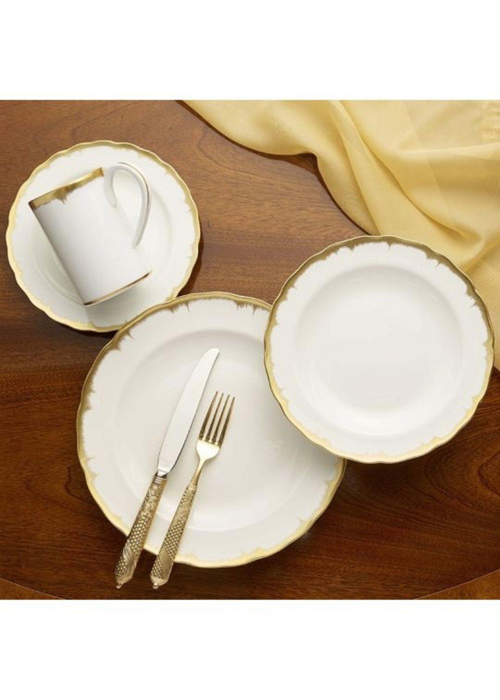 Mottahedeh Mottahedeh Chelsea Feather Gold 4 pc Place Setting