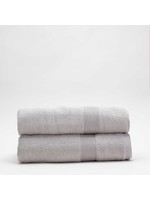 CB Station Set of 2 Grey Monogrammed Cotton Bath Towels