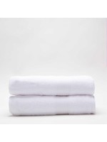 CB Station Set of 2 White Monogrammed Cotton Bath Towels
