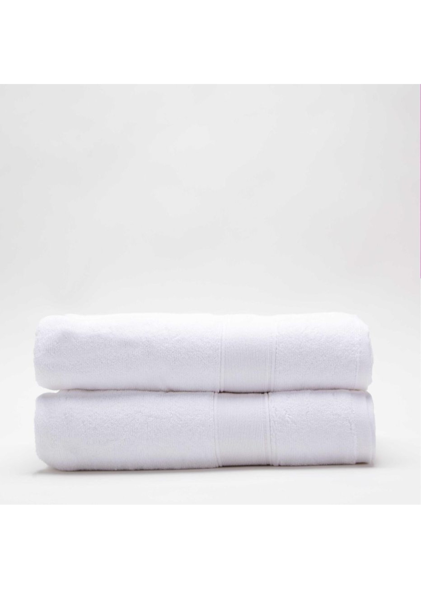 CB Station Set of 2 White Monogrammed Cotton Bath Towels