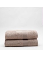 CB Station Set of 2 Taupe Monogrammed Cotton Bath Towels