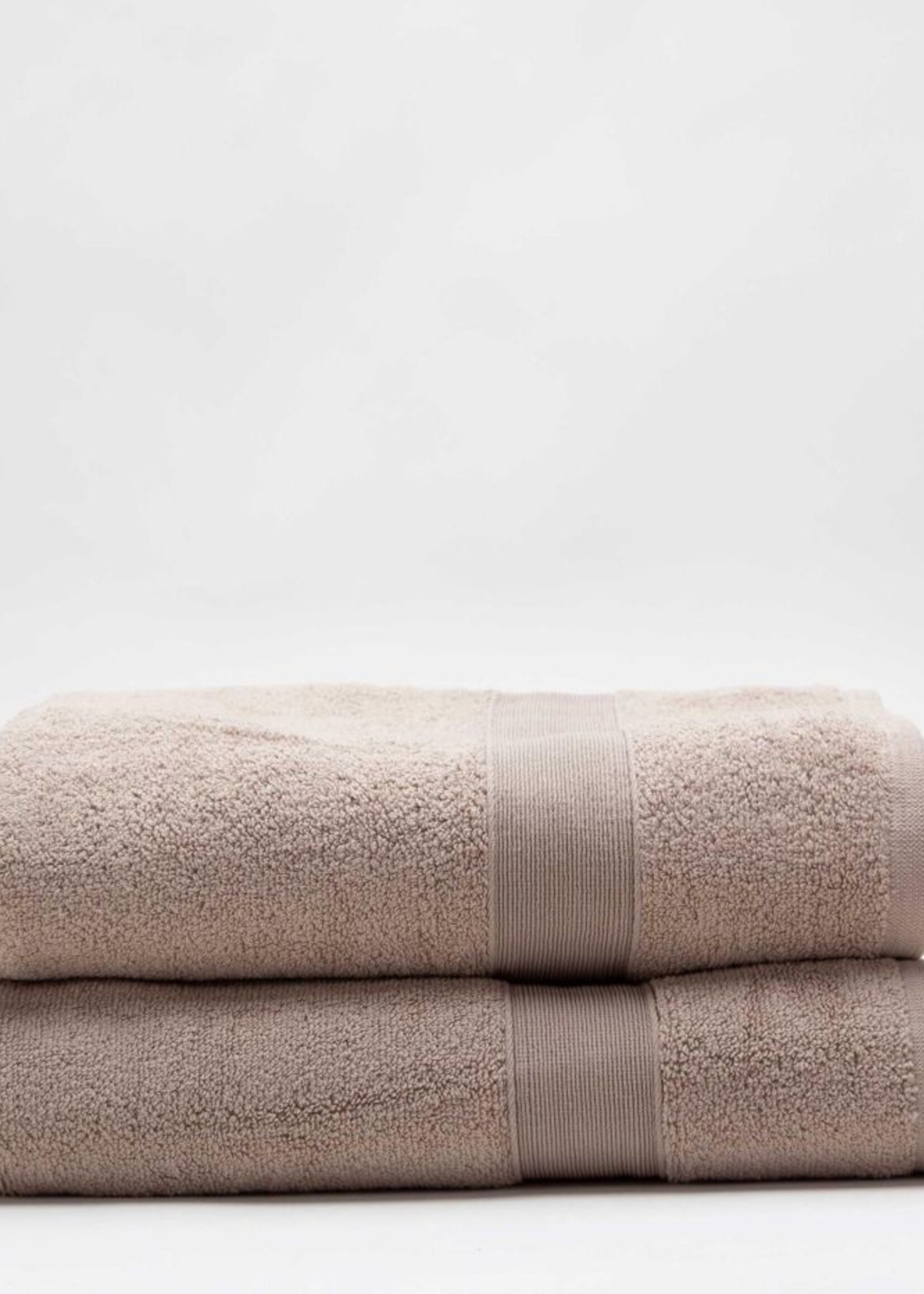 CB Station Set of 2 Taupe Monogrammed Cotton Bath Towels