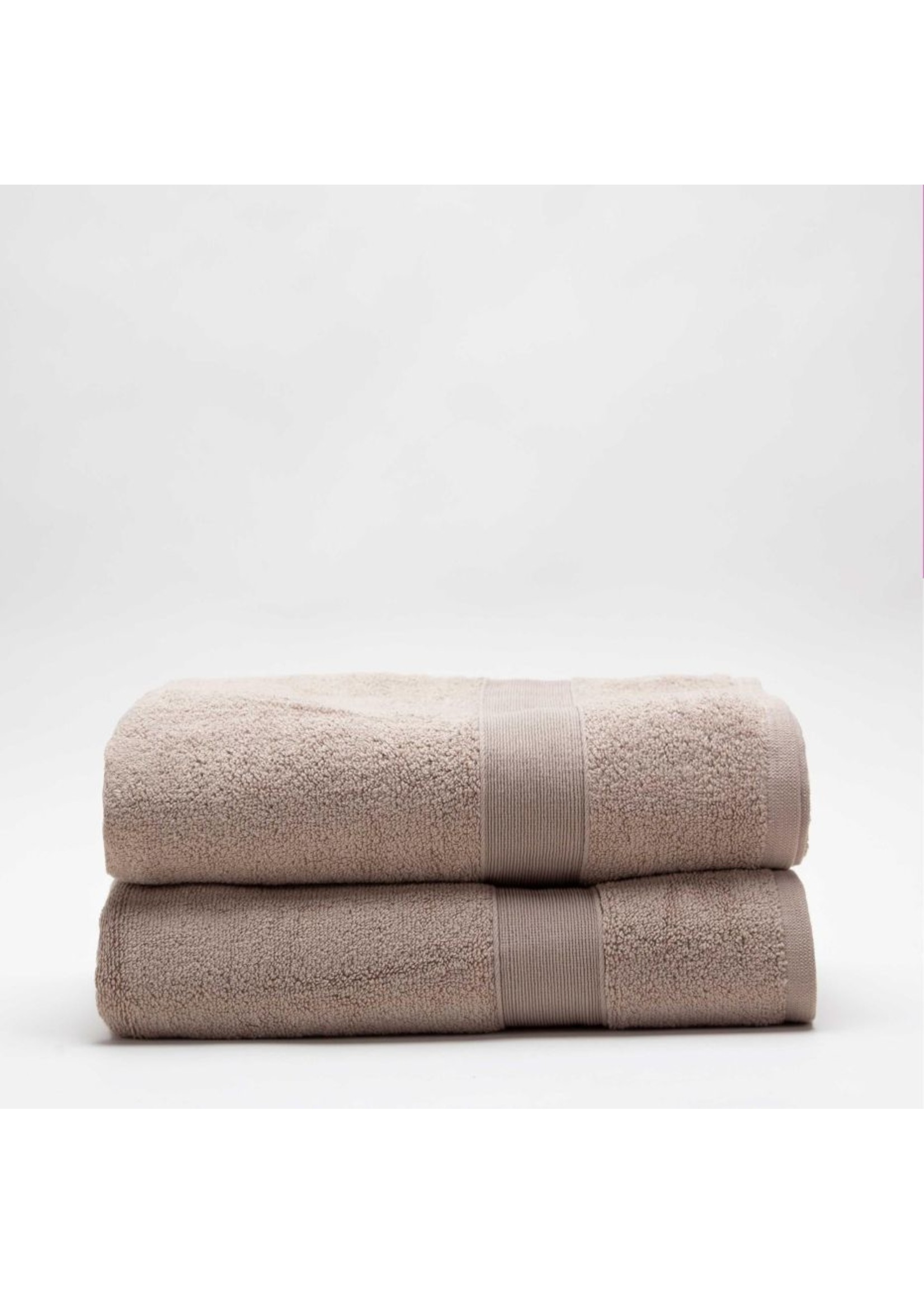 CB Station Set of 2 Taupe Monogrammed Cotton Bath Towels