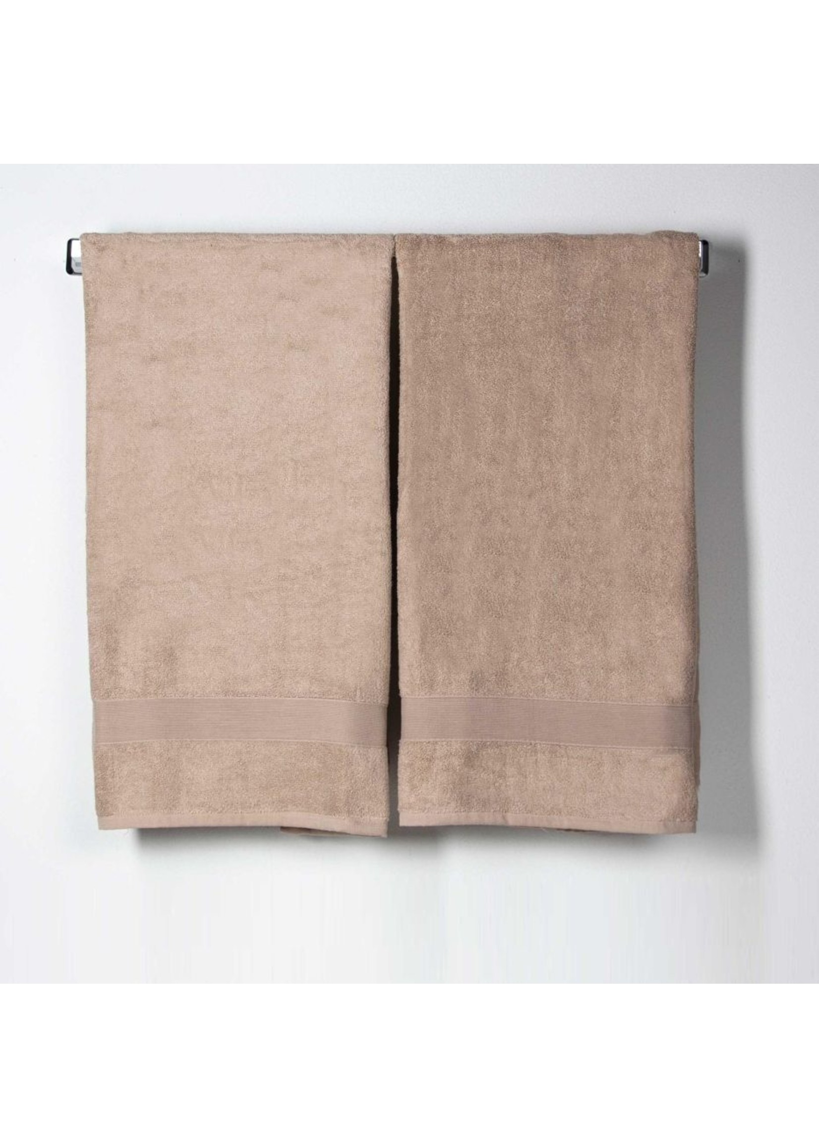 CB Station Set of 2 Taupe Monogrammed Cotton Bath Towels